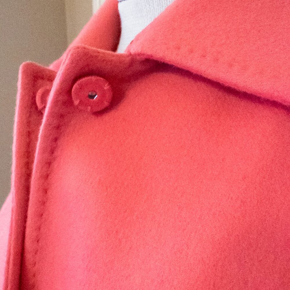 Max Mara Cucito A Mano Cashgora Wool Angora Belted Jacket Coral Sz 8 - Picture 3 of 16